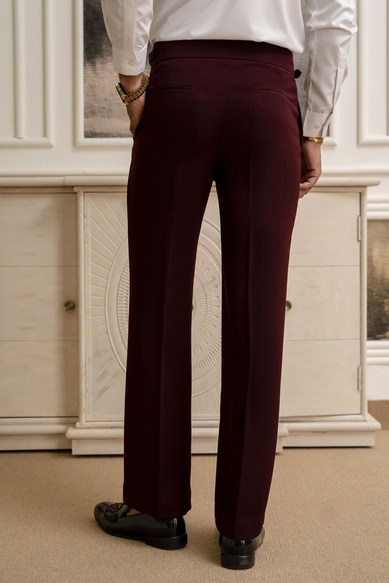 Men’s Burgundy Formal Trousers