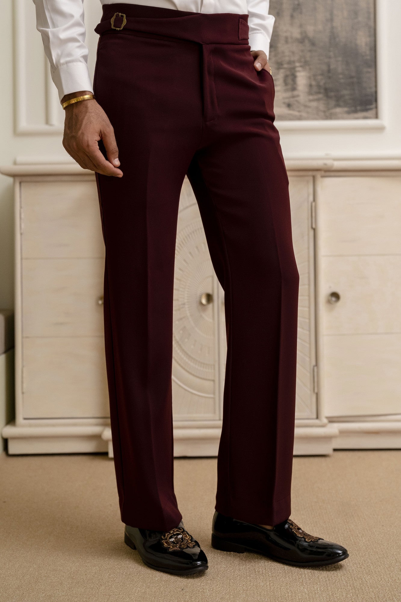 Men’s Burgundy Formal Trousers