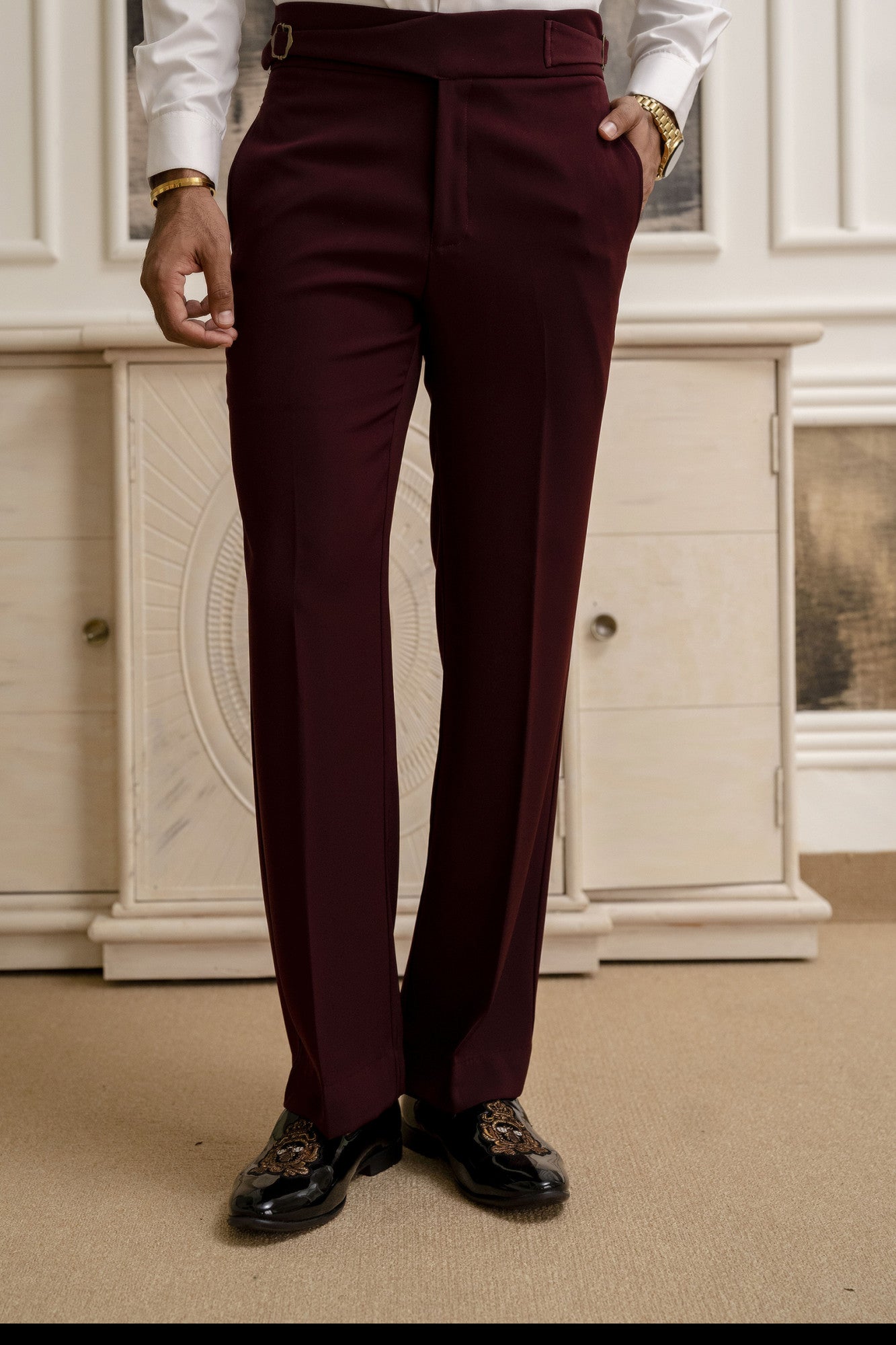 Men’s Burgundy Formal Trousers