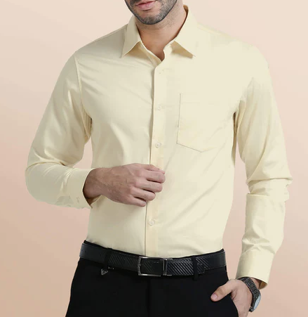 Classic Cream Formal Shirt for Men