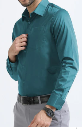 Men’s Teal Satin Finish Formal Shirt