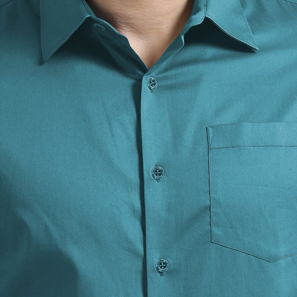 Men’s Teal Satin Finish Formal Shirt