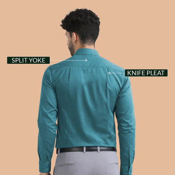 Men’s Teal Satin Finish Formal Shirt