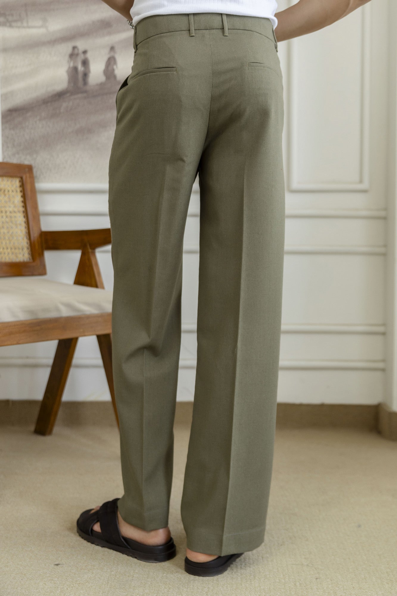 Men’s Sage Green Relaxed Fit Trousers