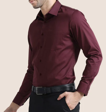 Men’s Burgundy Formal Dress Shirt