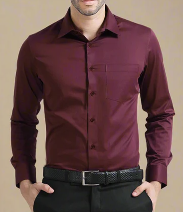 Men’s Burgundy Formal Dress Shirt