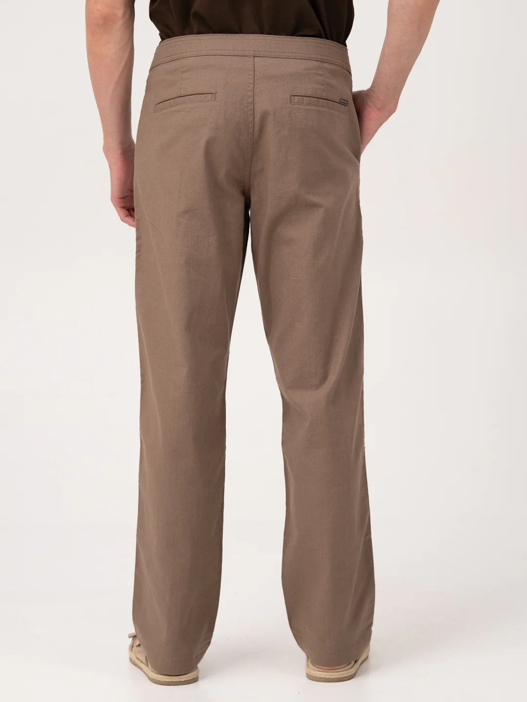 Men’s Taupe Casual Straight-Fit Trousers