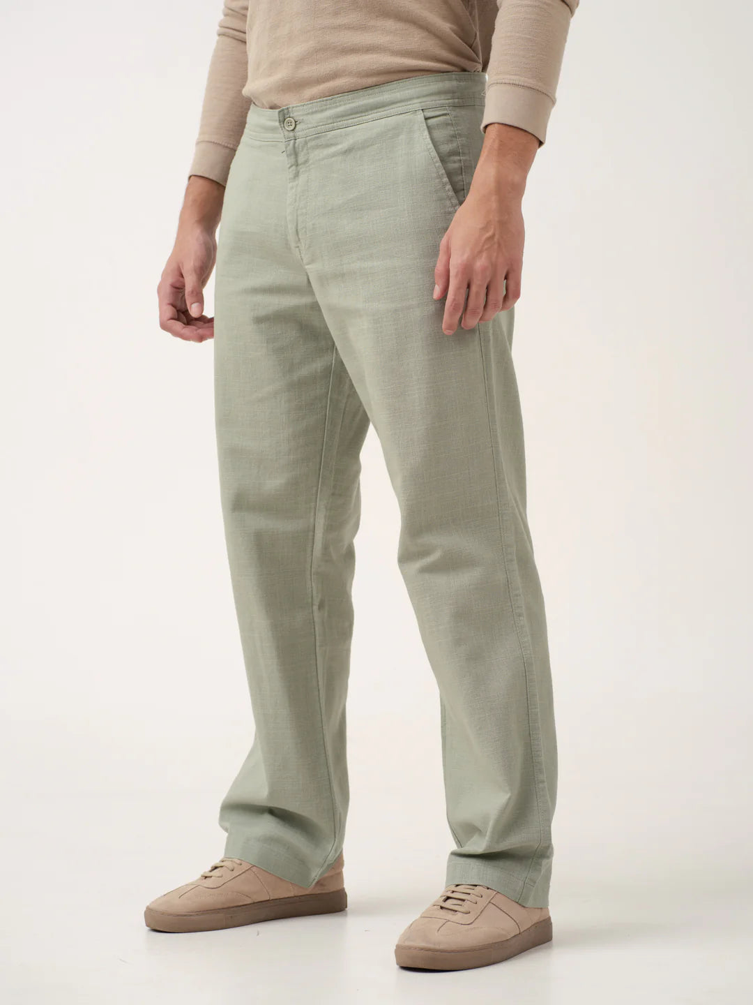 Men’s Mint Green Casual Linen Trousers