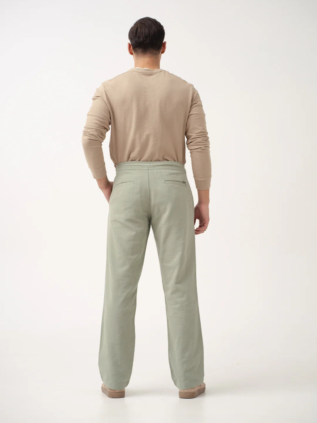 Men’s Mint Green Casual Linen Trousers
