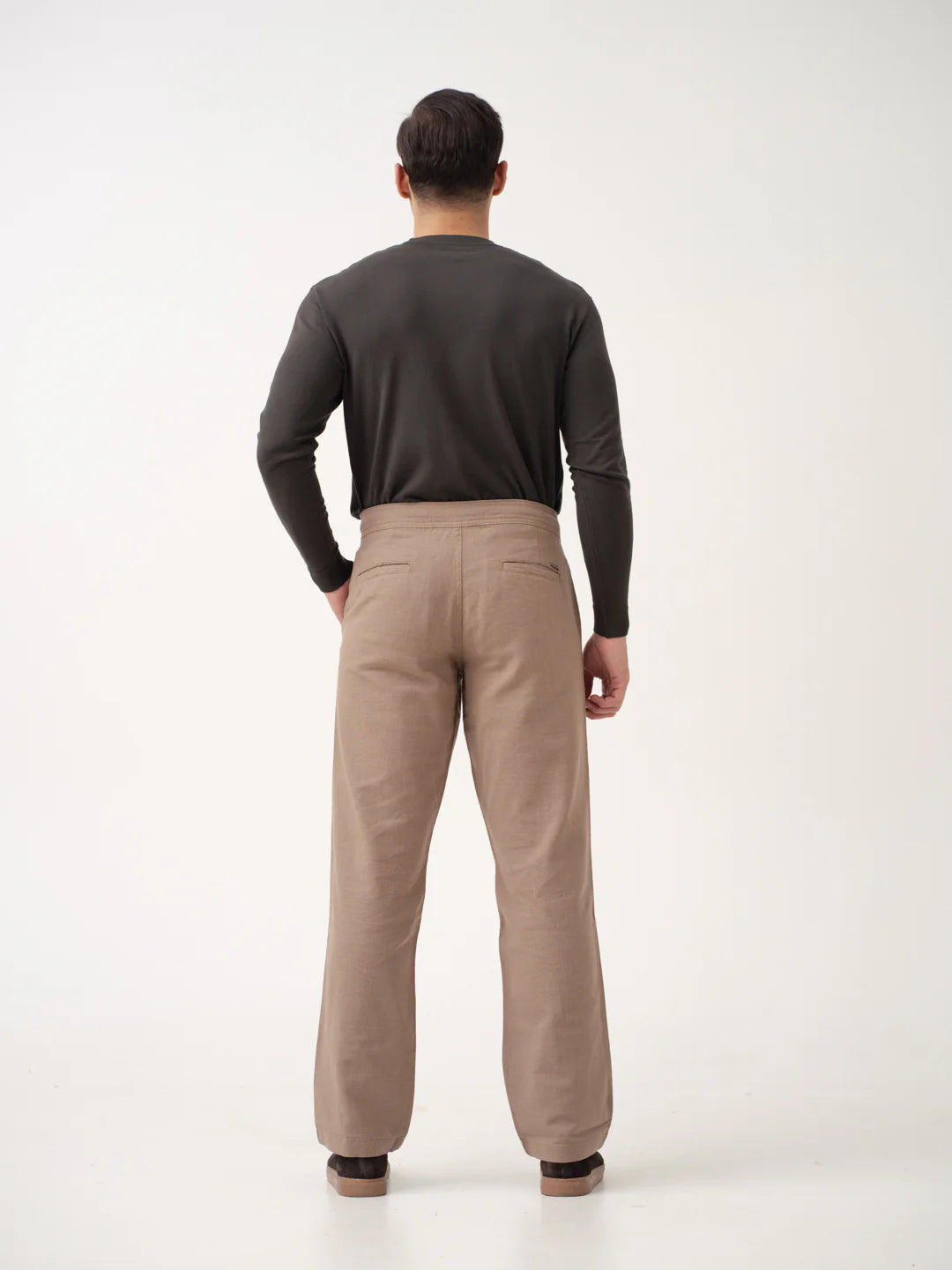 Men’s Relaxed Fit Casual Trousers – Beige Brown