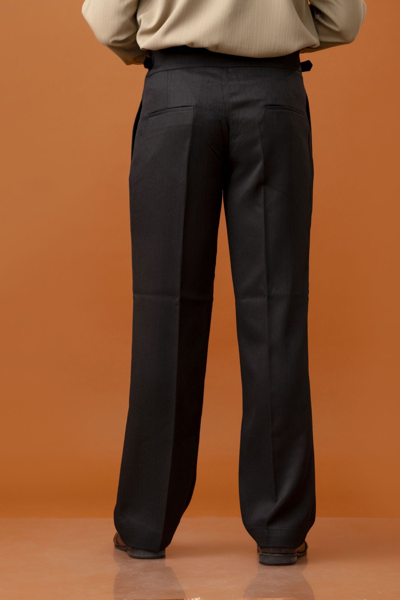Men’s Black High-Waist Pleated Formal Trousers