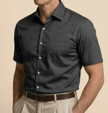 Men’s Charcoal Gray Short Sleeve Formal Shirt
