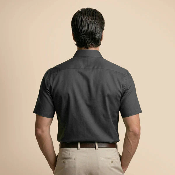 Men’s Charcoal Gray Short Sleeve Formal Shirt