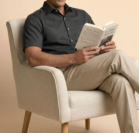 Men’s Charcoal Gray Short Sleeve Formal Shirt