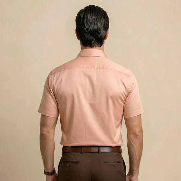 Men’s Peach Short Sleeve Formal Shirt