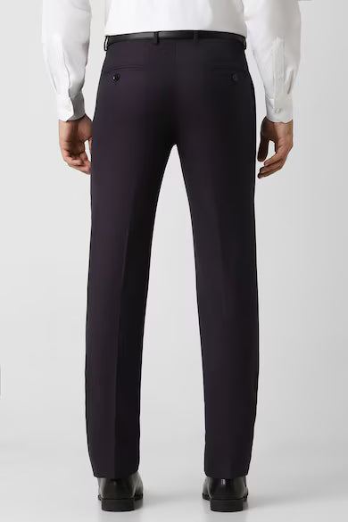 Men Purple Textured Slim Fit Trousers