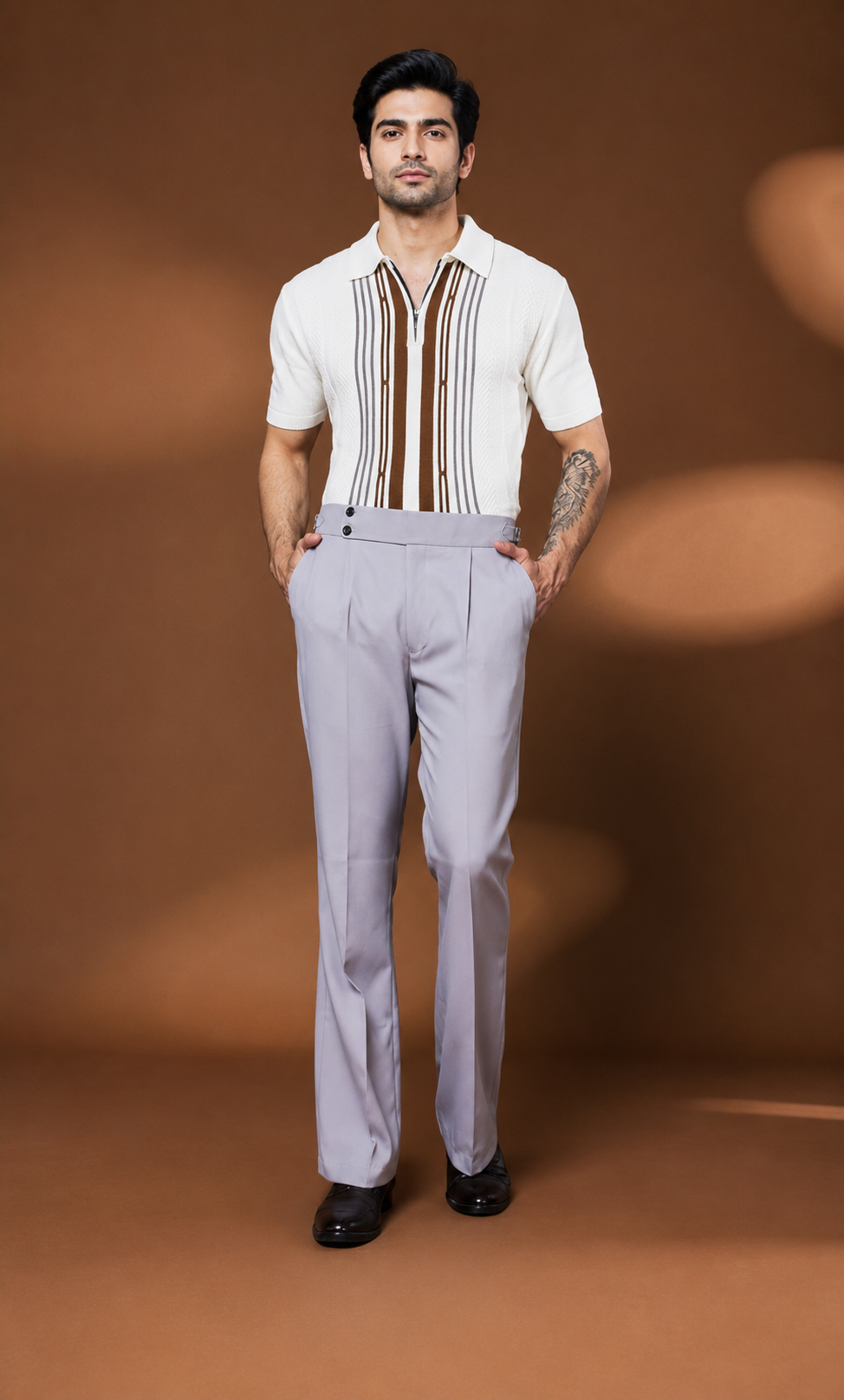Premium Light Grey High Waist Formal Trousers for Men